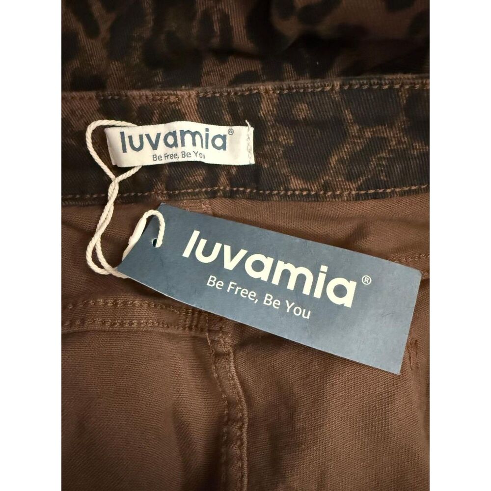 LUVMIA High-Rise Wide-Leg Cheetah Leopard Cropped Jeans, NWT! 2XL - Picture 5 of 8